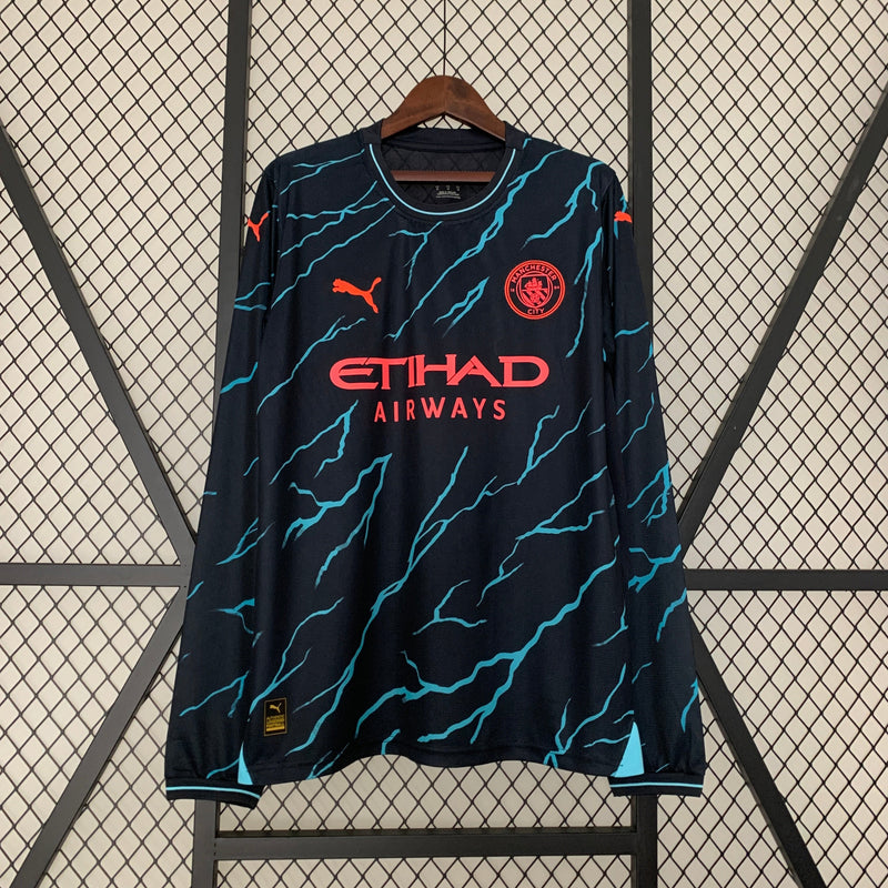 CAMISA MANGA LONGA DO MANCHESTER CITY 24/25 PRETO EDIÇÃO ESPECIAL